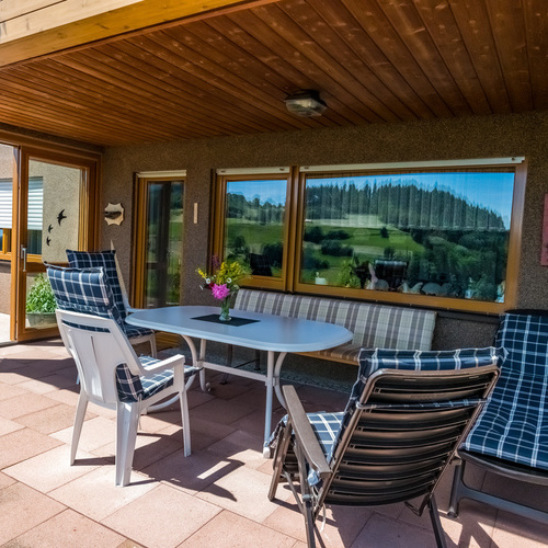 Überdachte Terrasse der Ferienwohnung - Überdachte Terrasse der Ferienwohnung -