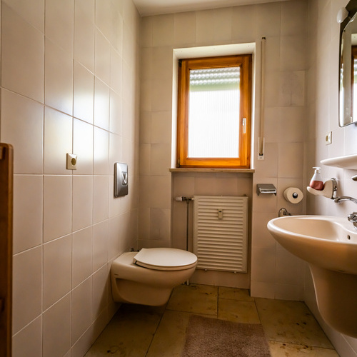 Toilette mit Waschbecken und Fenster - Toilette mit Waschbecken und Fenster -